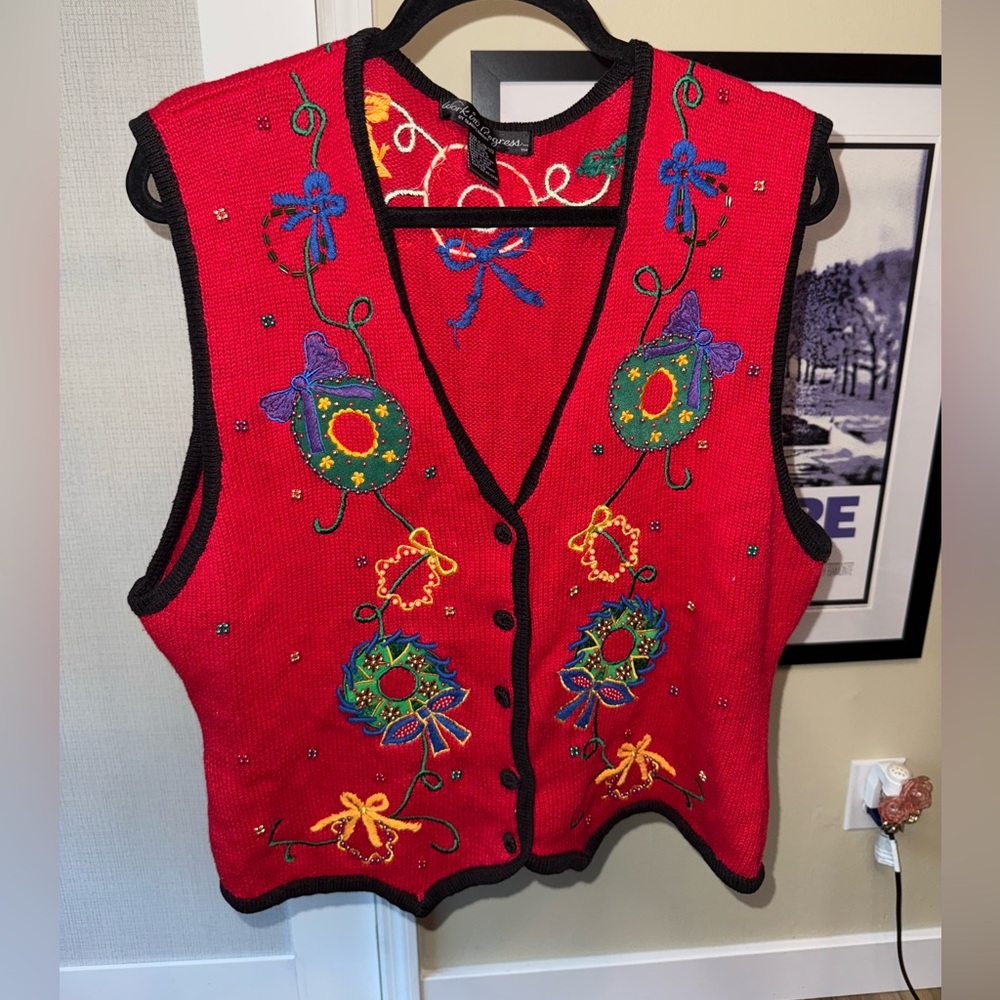 VINTAGE 90s - Gladys Bagley Holiday vest